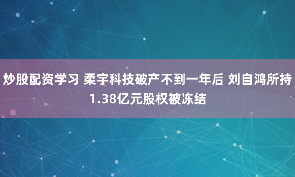 炒股配资学习 柔宇科技破产不到一年后 刘自鸿所持1.38亿元股权被冻结